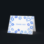 Watercolor Fun Blue Star of David Bar Bat Mitzvah  Thank You Card<br><div class="desc">Perfect fun THANK YOU card to send after a bat mitzvah, bar mitzvah or other Jewish celebration! Hand made watercolor art for you on the front and blank inside! FULLY CUSTOMIZABLE! Click on “Personalise” above to edit the text. Click "edit using design tool" to adjust the fonts, colours and placements....</div>