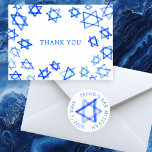 Watercolor Fun Blue Star of David Bar Bat Mitzvah  Thank You Card<br><div class="desc">Perfect fun THANK YOU card to send after a bat mitzvah, bar mitzvah or other Jewish celebration! Hand made watercolor art for you on the front and blank back side! FULLY CUSTOMIZABLE! Click on “Personalise” above to edit the text. Click "edit using design tool" to adjust the fonts, colours and...</div>