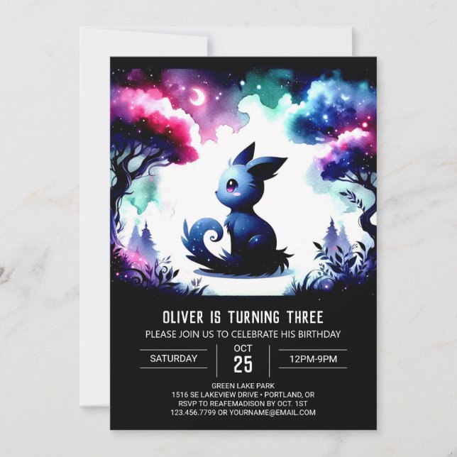 Watercolor Fun Cat Birthday Invitation (Front)