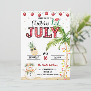 Watercolor Fun Christmas In July Party Invitation