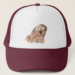 Watercolor Fun Curious Hawk Bird Wildlife Nature Trucker Hat