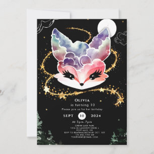 Watercolor Fun Fox Birthday Invitation