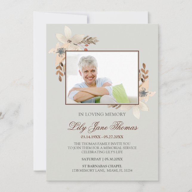 Watercolor Funeral Invitation | In Loving Memory (Front)