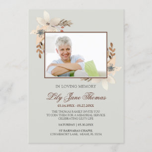 Watercolor Funeral Invitation   In Loving Memory