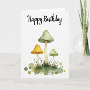 Watercolor Fungi Birthday Card