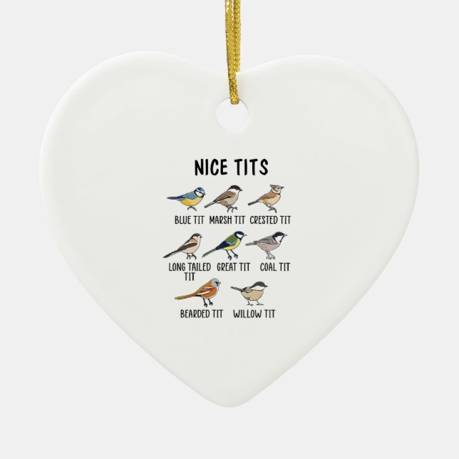 Watercolor Funny Bird Lover Ceramic Ornament (Front)