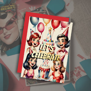 Watercolor Funny Comic Birthday Scene