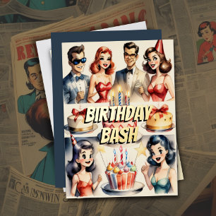 Watercolor Funny Comic Birthday Scene