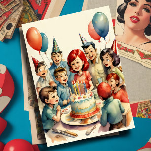 Watercolor Funny Comic Birthday Scene Invitation