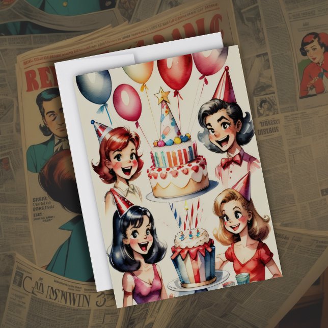 Watercolor Funny Comic Birthday Scene Invitation (Creator Uploaded)