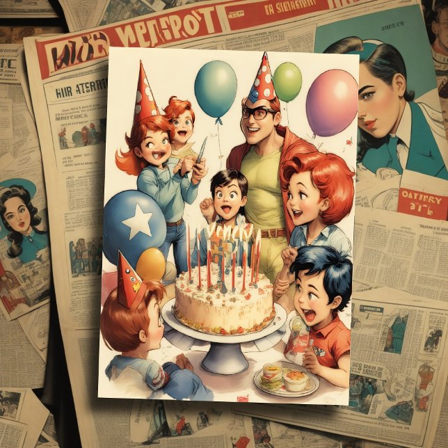 Watercolor Funny Comic Birthday Scene Invitation (Creator Uploaded)