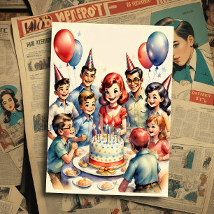 Watercolor Funny Comic Birthday Scene Invitation