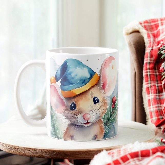 Watercolor Funny Festive Mice Christmas Mug (Creator Uploaded)