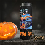 Watercolor Funny Monster Truck Skeletons Halloween Thermal Tumbler<br><div class="desc">Join the “Ghoul Gang” this spooky season with our latest must-have for kids and pre-teens – the personalised printed Halloween thermal tumbler! Wrapped in an eye-catching watercolor design featuring your favourite fright night friends – from grinning jack o’ lanterns to whimsical witches brew-stirring skeletons – this modern drinkware is all...</div>