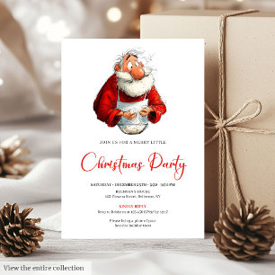 Watercolor Funny Santa Calligraphy Christmas  Invitation