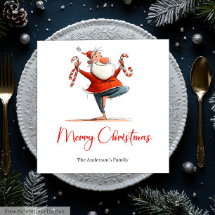 Watercolor Funny Santa Personalized Christmas  Napkin