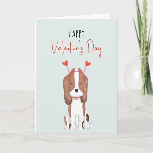 Watercolor Funny Valentines Dog Card (Front)