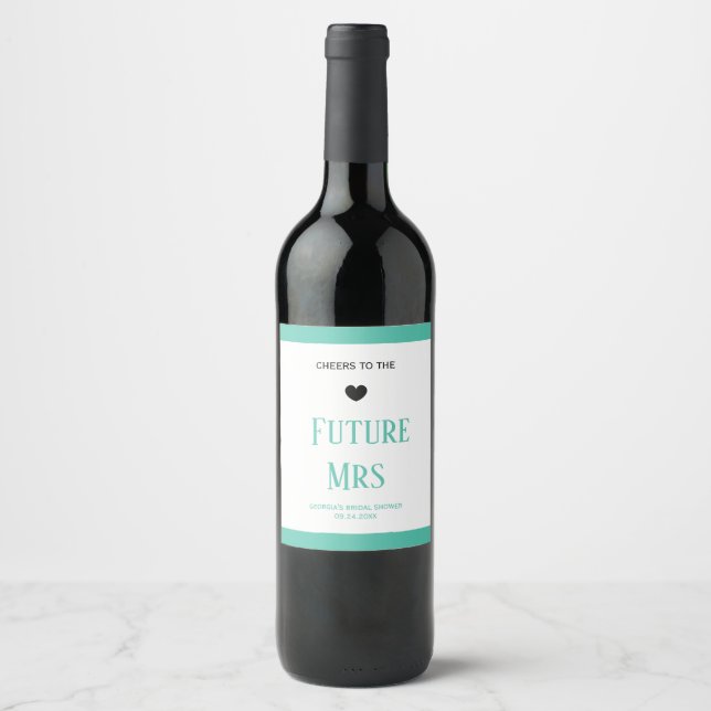 Watercolor Future Mrs Wine Label (Front)