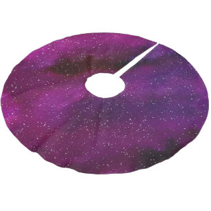 Watercolor Galaxies purple pink  Brushed Polyester Tree Skirt