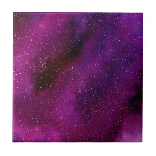 Watercolor Galaxies purple pink Ceramic Tile