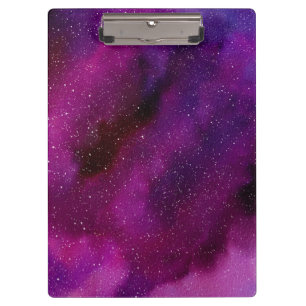 Watercolor Galaxies purple pink Clipboard