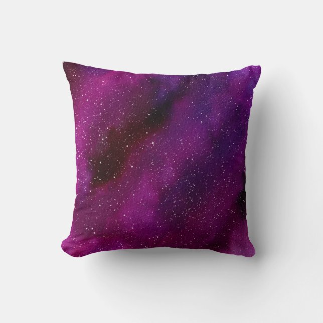 Watercolor Galaxies purple pink  Cushion (Front)