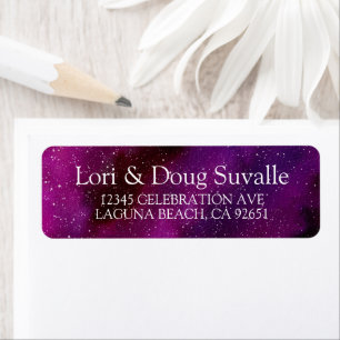 Watercolor Galaxies purple pink Return Address Label
