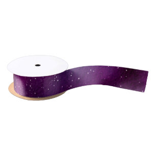 Watercolor Galaxies purple pink  Satin Ribbon