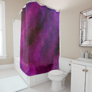 Watercolor Galaxies purple pink  Shower Curtain