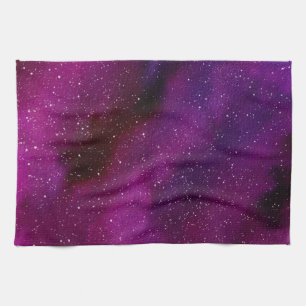 Watercolor Galaxies purple pink Tea Towel