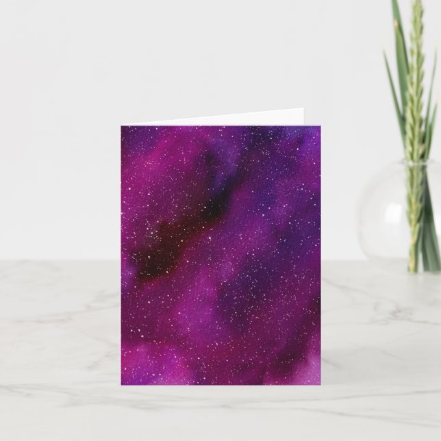Watercolor Galaxies purple pink  Thank You Card (Front)