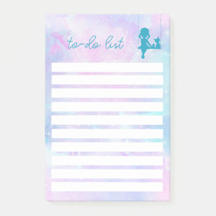 Watercolor Galaxy Cat Girl Back To School Post-it Notes