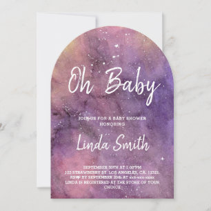 Watercolor Galaxy Celestial Baby Shower Arch Invitation