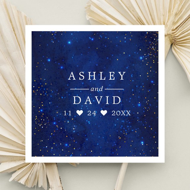 Watercolor Galaxy Cosmic Stars Starry Wedding Napkin (Creator Uploaded)