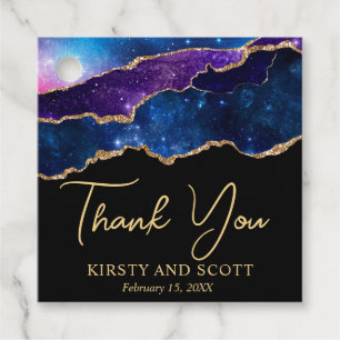 Watercolor Galaxy Glitter Agate Wedding Favour Tags