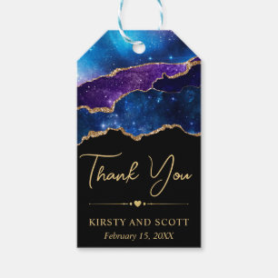 Watercolor Galaxy Glitter Agate Wedding Gift Tags