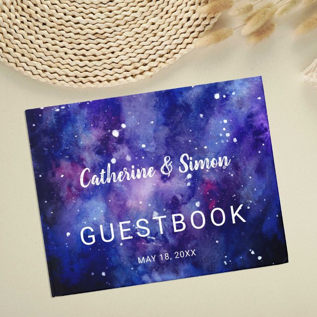 Watercolor Galaxy Hand Lettering Starry Night Guest Book (Creator Uploaded)