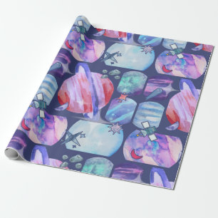 Watercolor Galaxy Patchwork Wrapping Paper