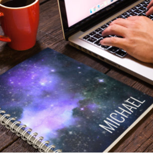 Watercolor Galaxy Personalised Name Space  Notebook