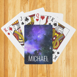 Watercolor Galaxy Personalised Name Space   Playing Cards