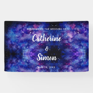 Watercolor Galaxy Welcome Wedding Hand Lettering Banner