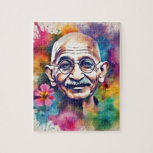 Watercolor Gandhi Jigsaw Puzzle (Vertical)