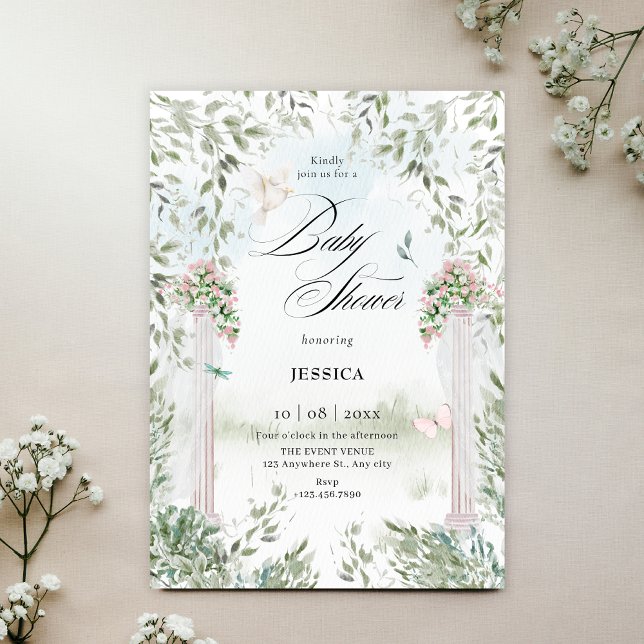Watercolor garden baby shower invitation (Creator Uploaded)