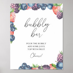 Watercolor garden berries - bubbly bar poster