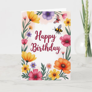 Watercolor Garden Birthday Card