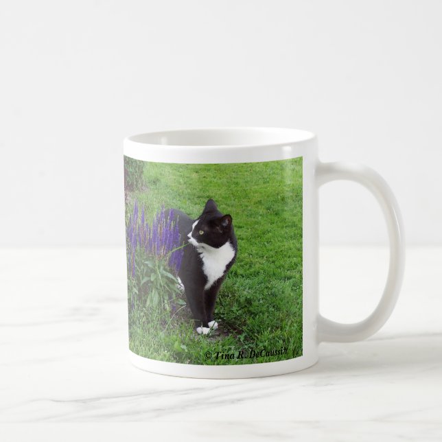 Watercolor garden cat mug (Right)