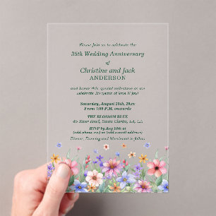 Watercolor Garden Floral 35th Wedding Anniversary Acrylic Invitations