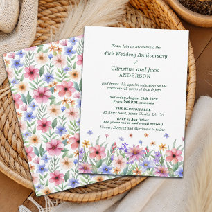Watercolor Garden Floral 45th Wedding Anniversary Invitation