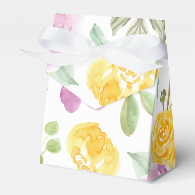 Watercolor Garden Floral Pattern Favour Box (Front Side)