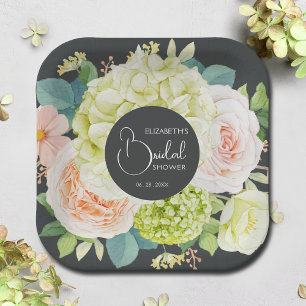 Watercolor Garden Florals Bridal Shower Paper Plate